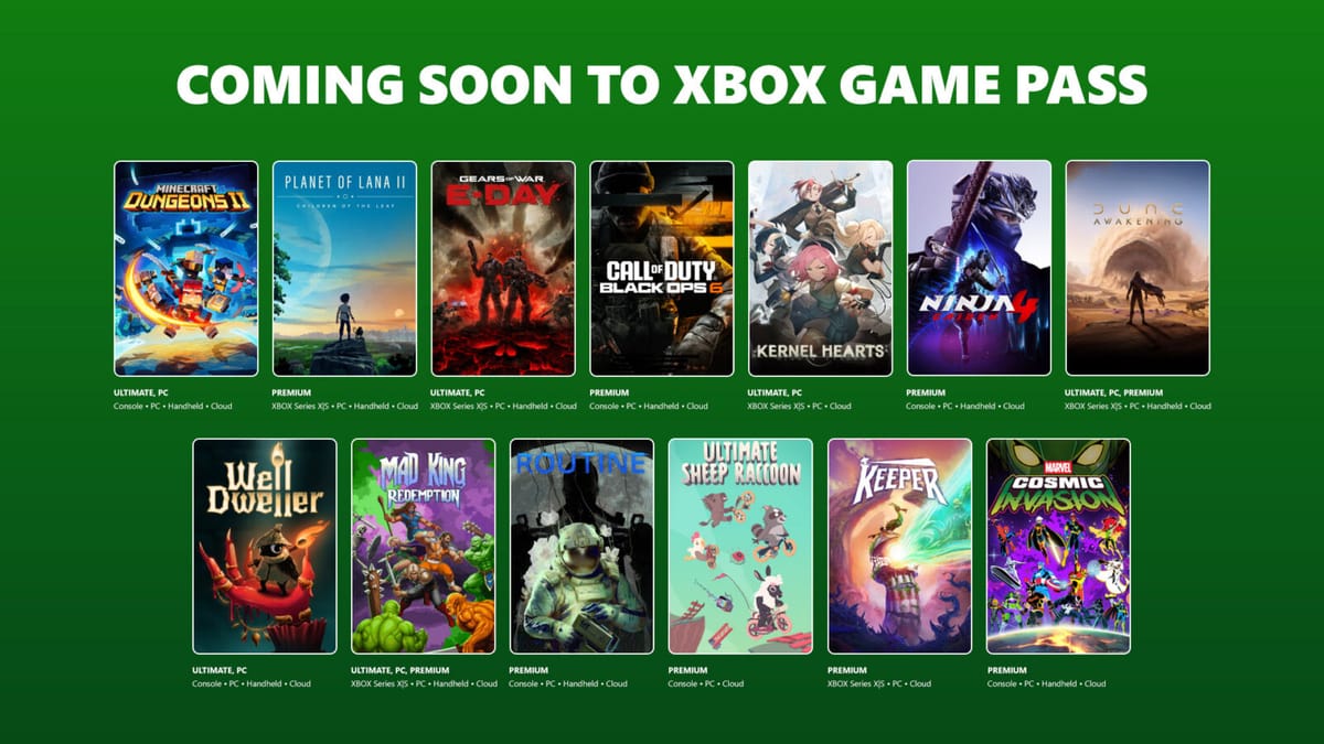 Xbox anuncia segunda onda de jogos do Game Pass de setembro, com Gears of War: E-Day e Minecraft Dungeons II