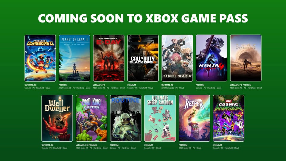Xbox anuncia segunda onda de jogos do Game Pass de setembro, com Gears of War: E-Day e Minecraft Dungeons II
